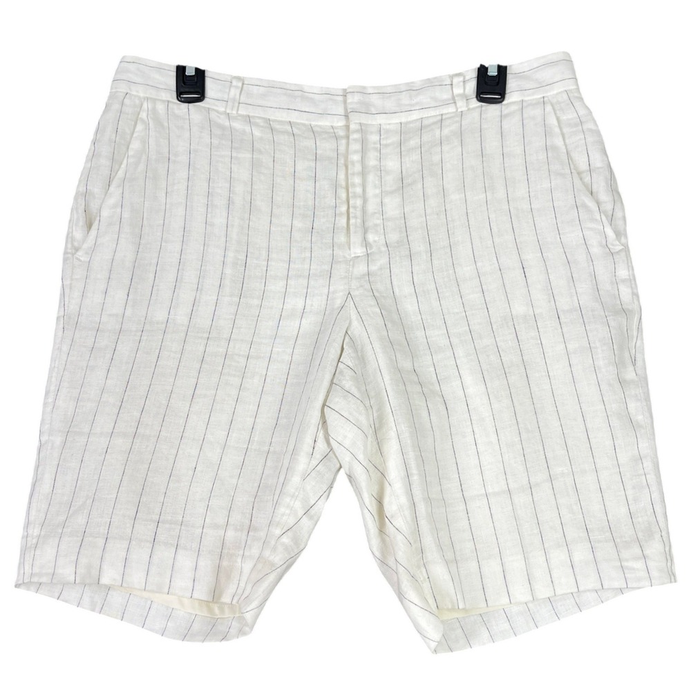 Banana Republic Linen‎ Pinstripe Bermuda Shorts Breathable Bottoms 8 Womens